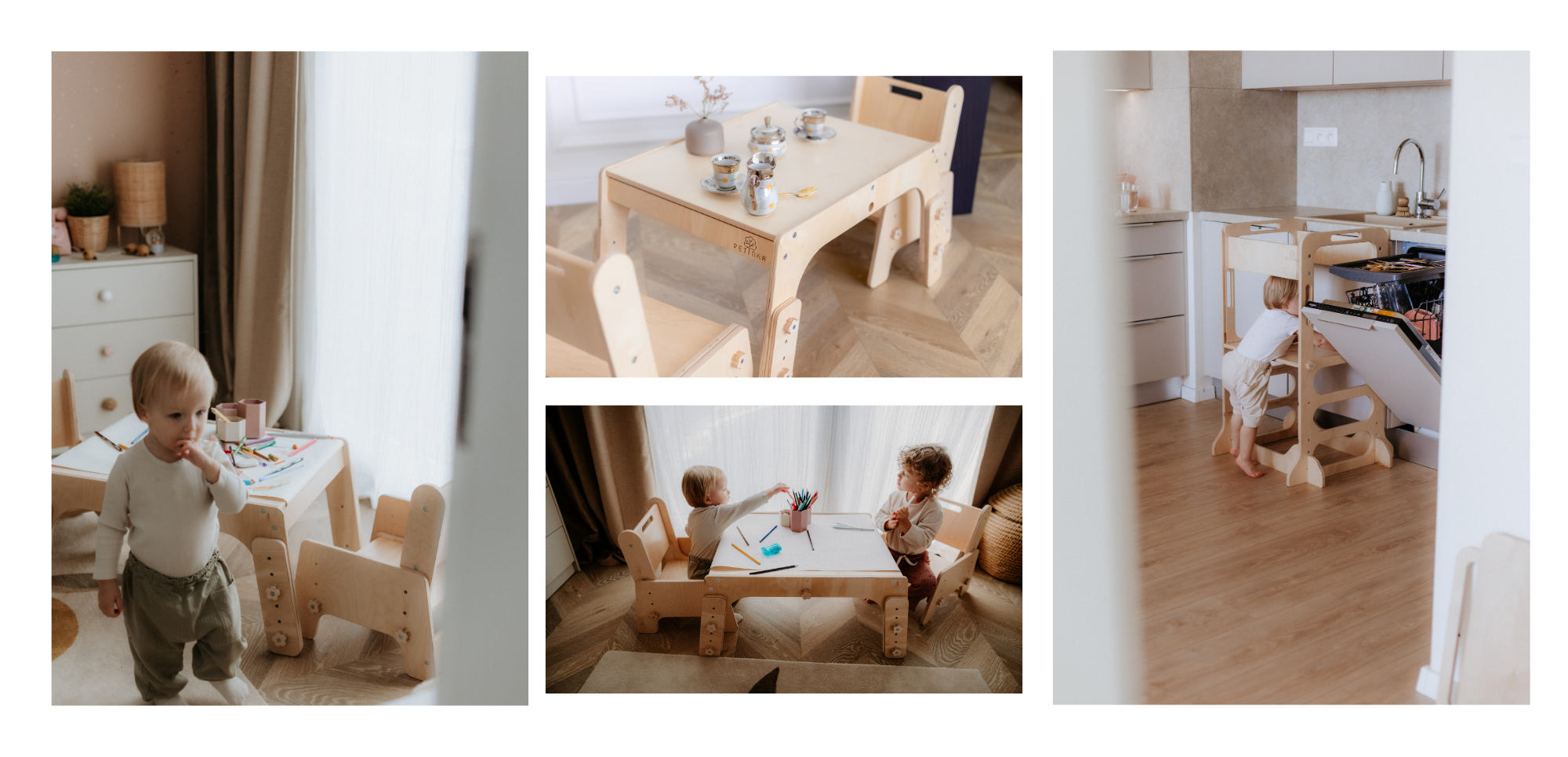 White Beige Minimalist Photo Collage Wraparound Mug (5)